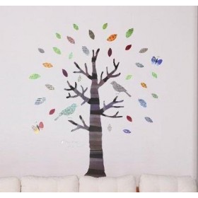 Colorful Leaves On the Tree Wall Sticker